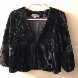 3/4 Sleeve Faux Fur Jacket